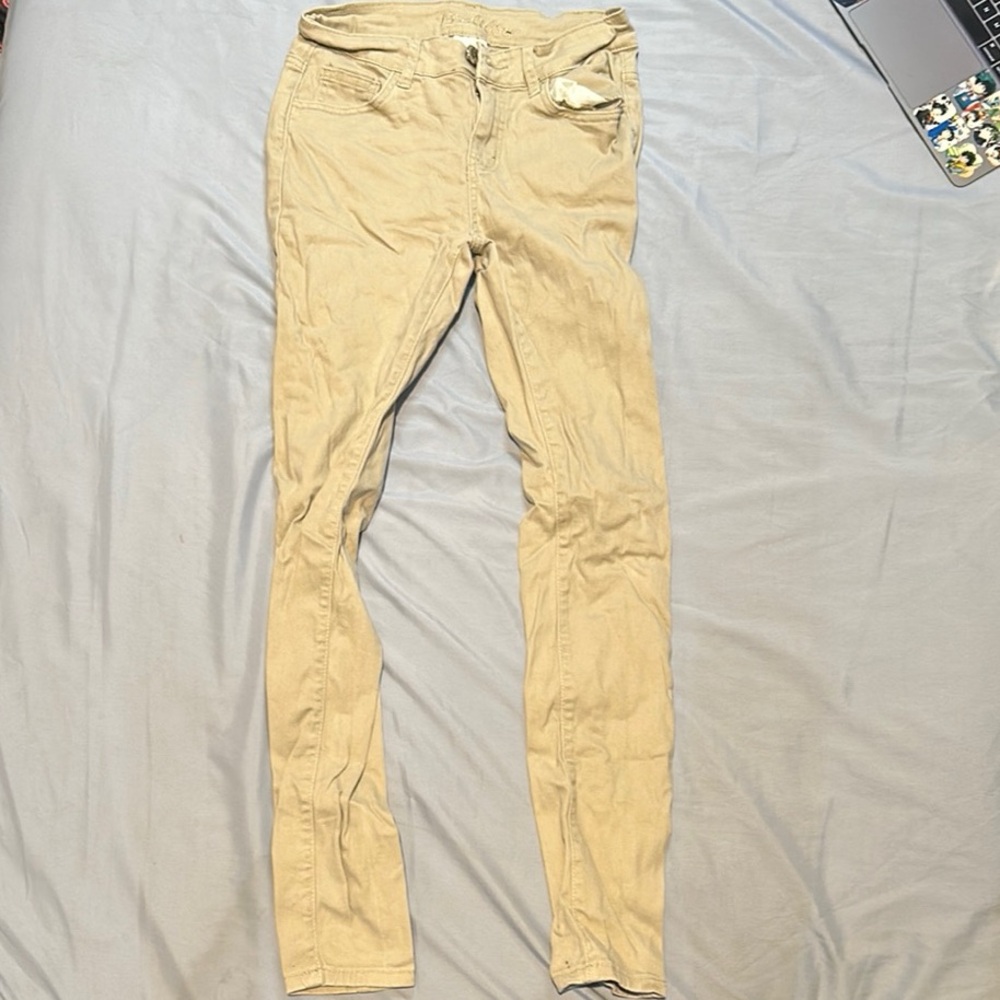 Khaki School Uniform Skinny Pants
